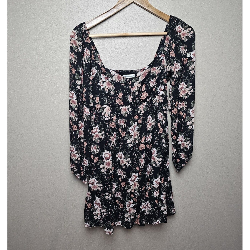 Abercrombie & Fitch Floral Smocked Baby Doll Long Sleeve Mini Dress Whimsy Sz SP